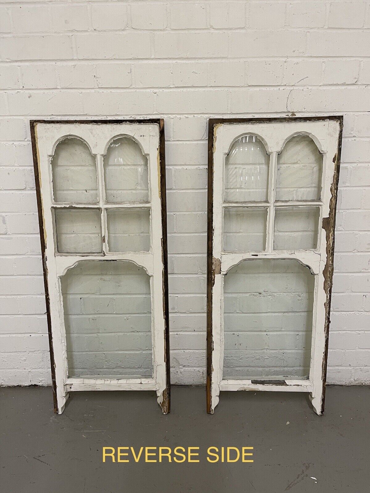 Reclaimed Old Edwardian Arch Sash Wooden Windows 1050 x 995mm and 995 x 405mm