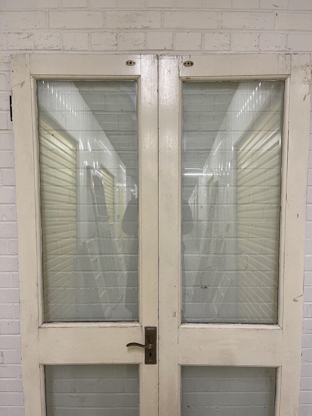 Reclaimed Old French Double Glazed Glass Wooden Double Doors 1170 x 1980mm