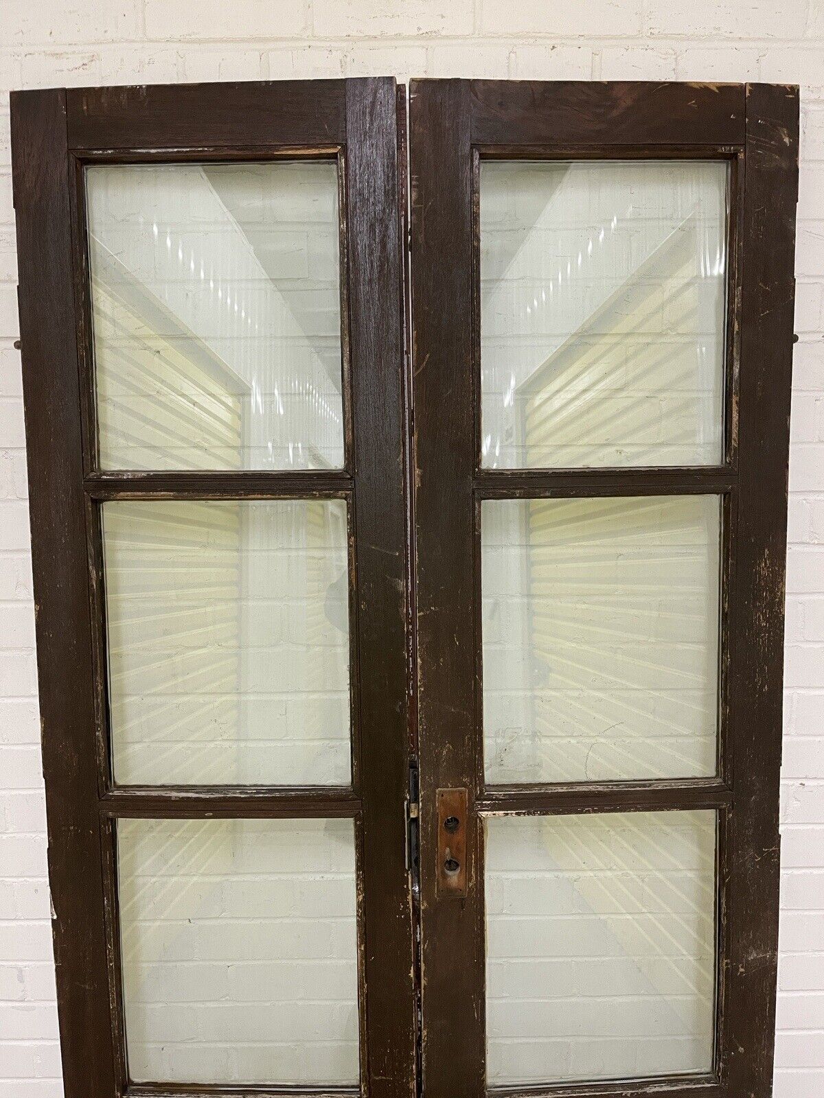 Reclaimed Old French Double Glazed Glass Wooden Double Doors 2015 x 1035mm