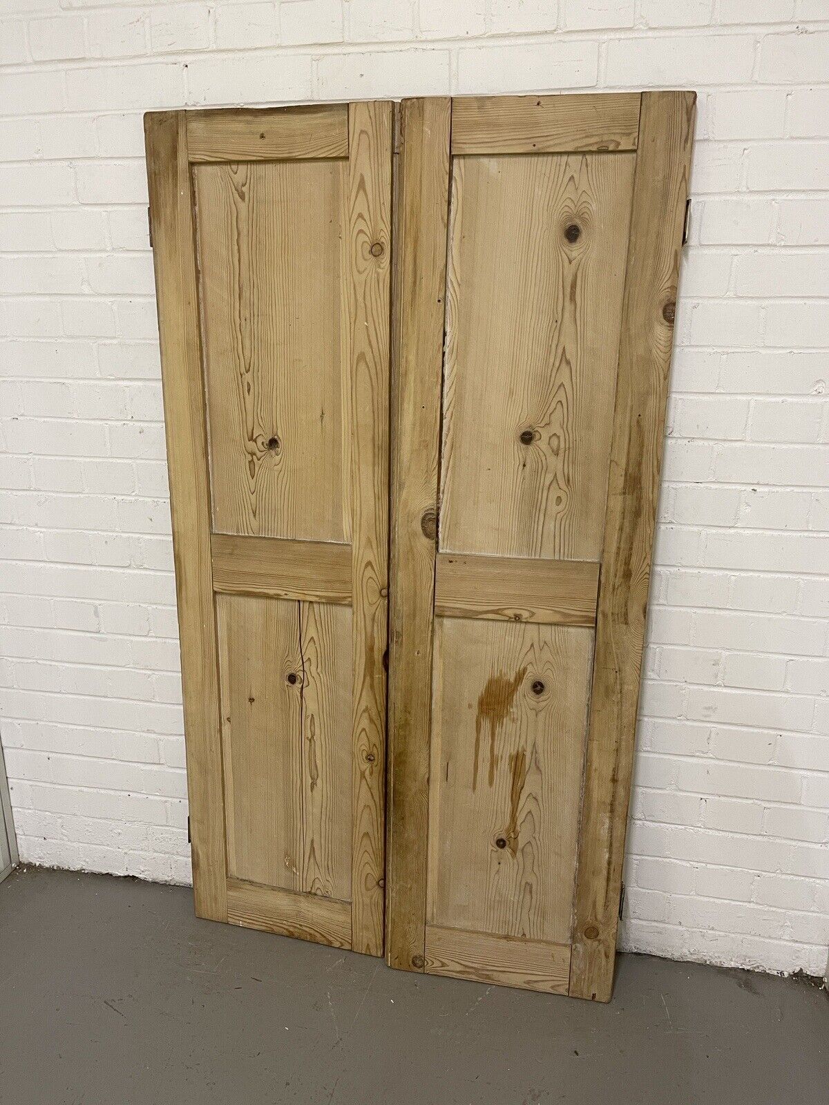 Pair Of Reclaimed Interlocking Victorian Pine  Alcove Cupboard Doors 1605 x 887