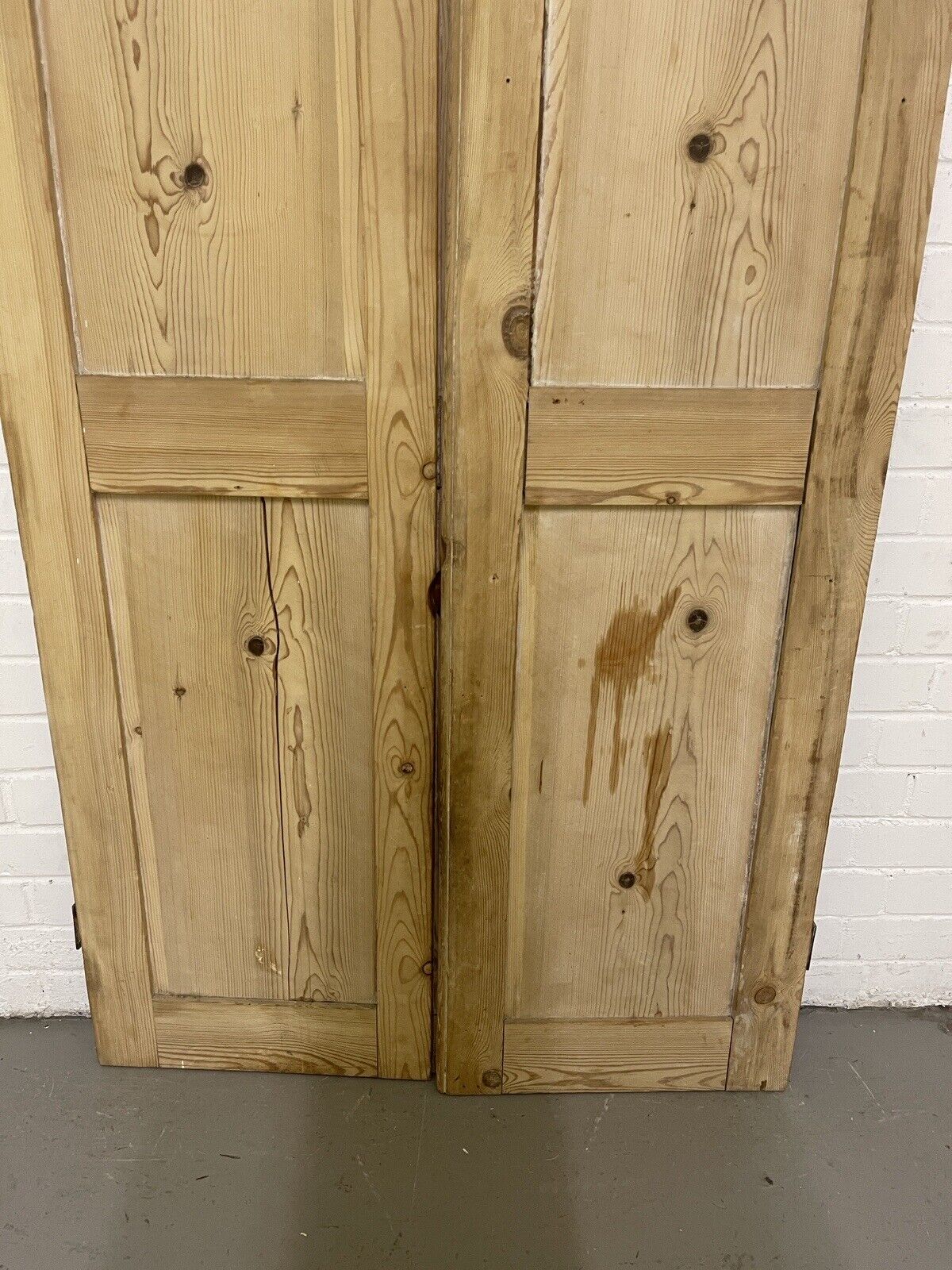 Pair Of Reclaimed Interlocking Victorian Pine  Alcove Cupboard Doors 1605 x 887