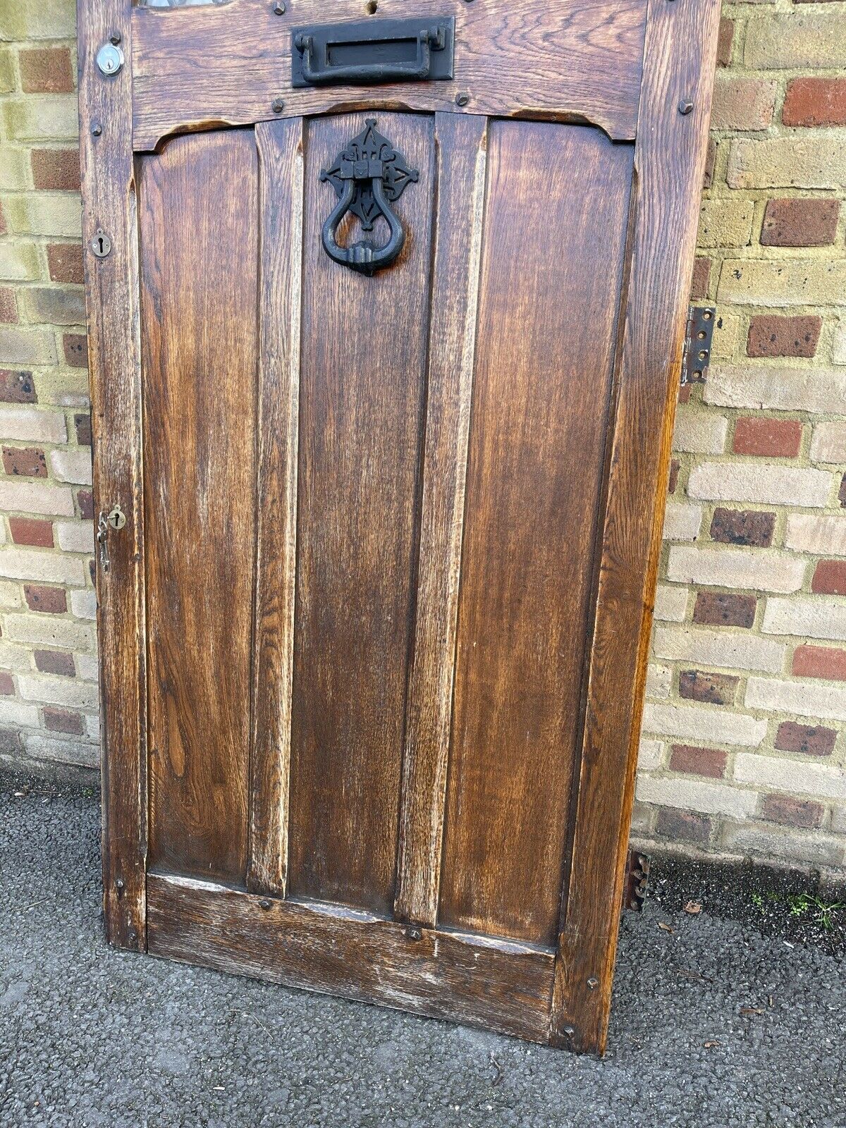 Reclaimed Arts Craft Oak Wooden Front Door Leaded Doubled Glazed 2127 x 910mm