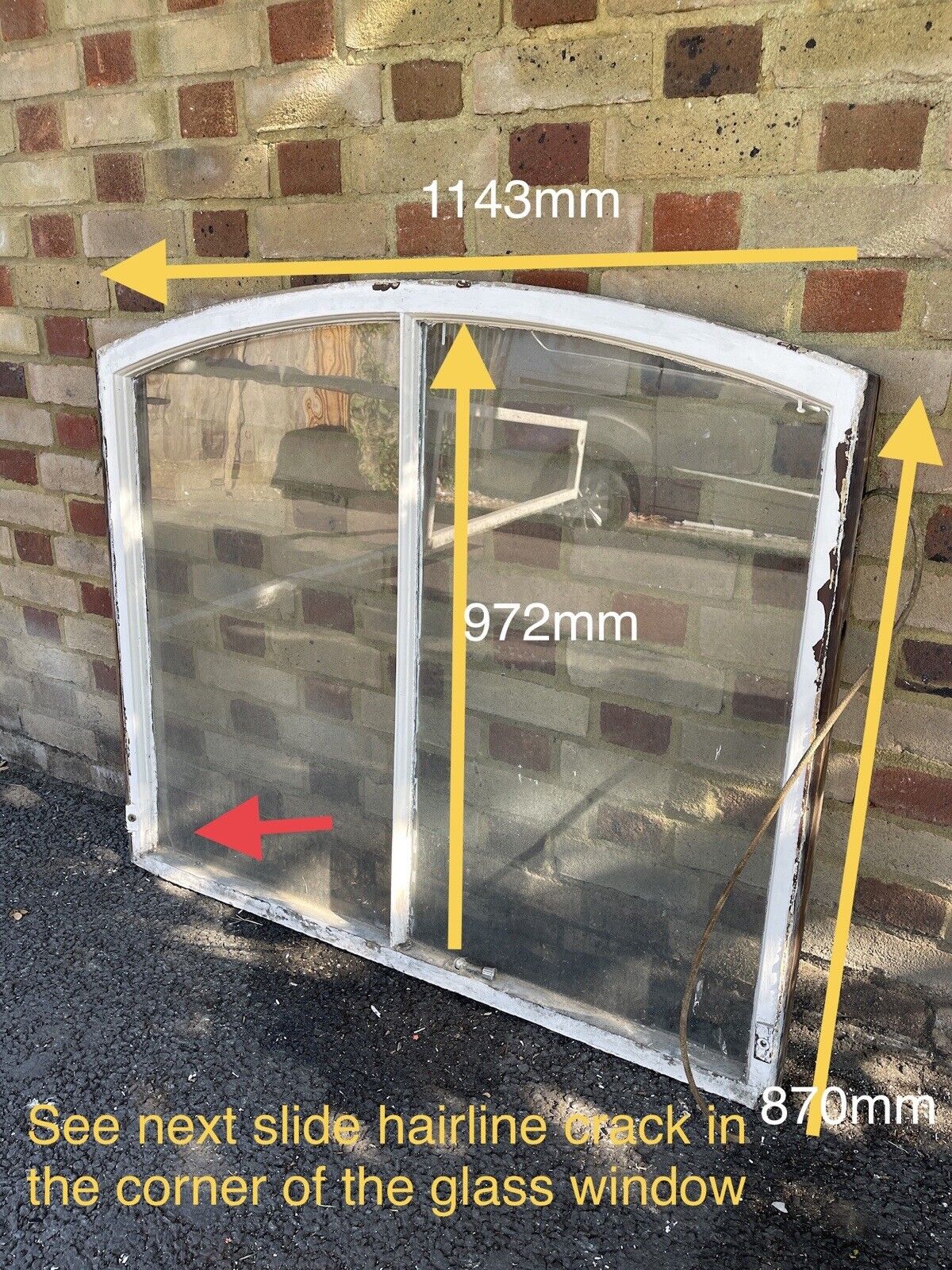 Reclaimed Old Victorian Edwardian Arch Panel Wooden Sash Window 1143mm x 972mm