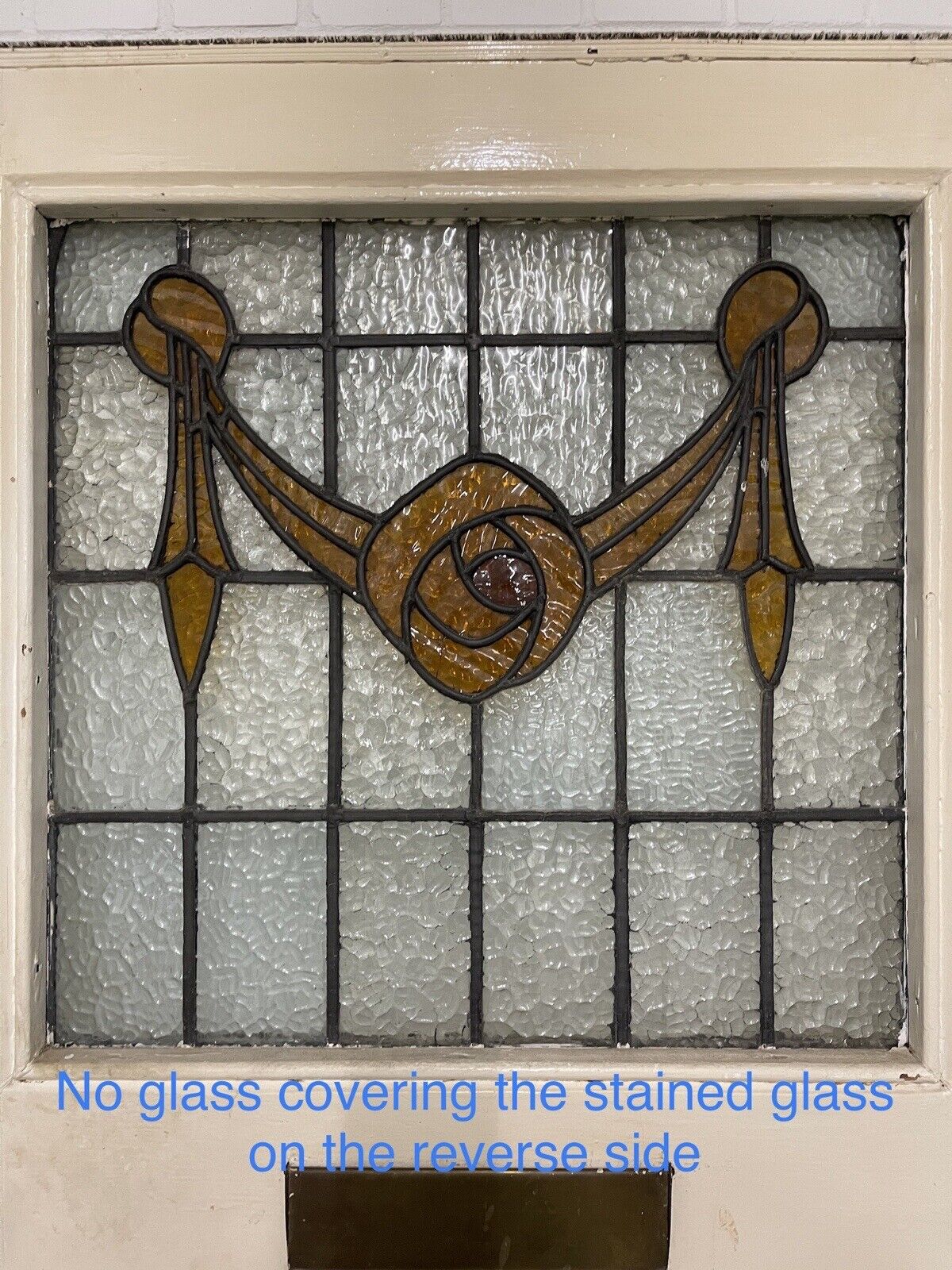 Reclaimed Old Wooden Leaded Stained Glass Front Door 2120 x 905mm