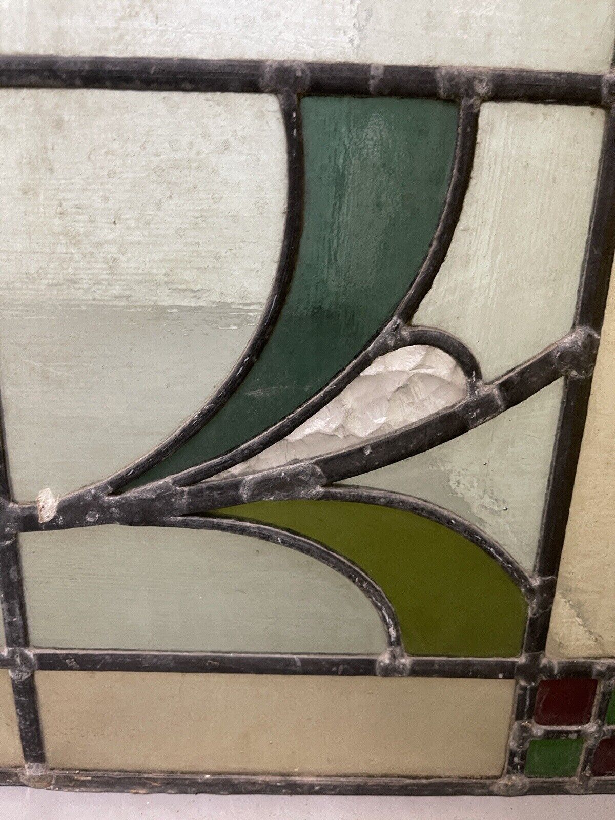 Reclaimed Leaded Light Stained Glass Art Nouveau Window Panel 678 x 656mm