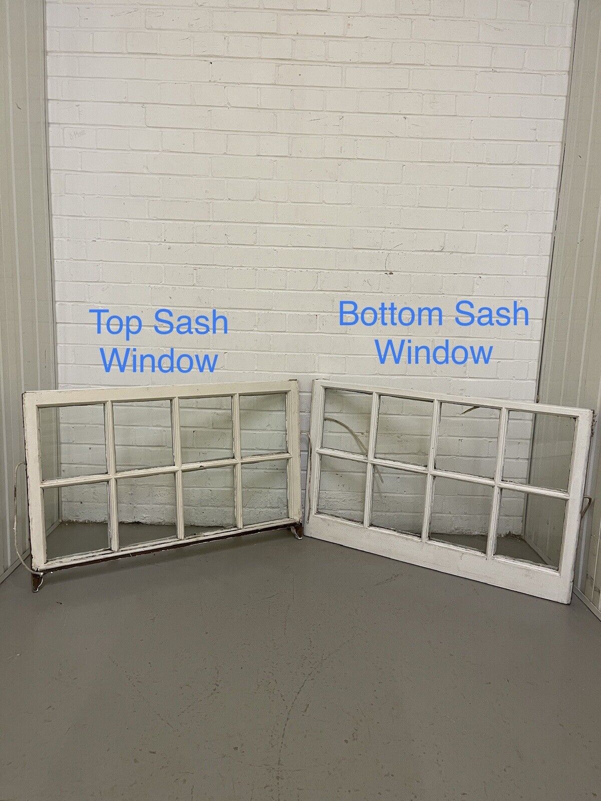 Pair Of Reclaimed Georgian 8 Panel Wooden Panel Sash Window 940x600 940x605