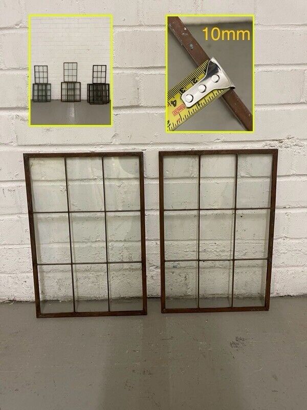 Pair Of Reclaimed Arts & Crafts Copper Window Glass Panes Panels 388 X ...
