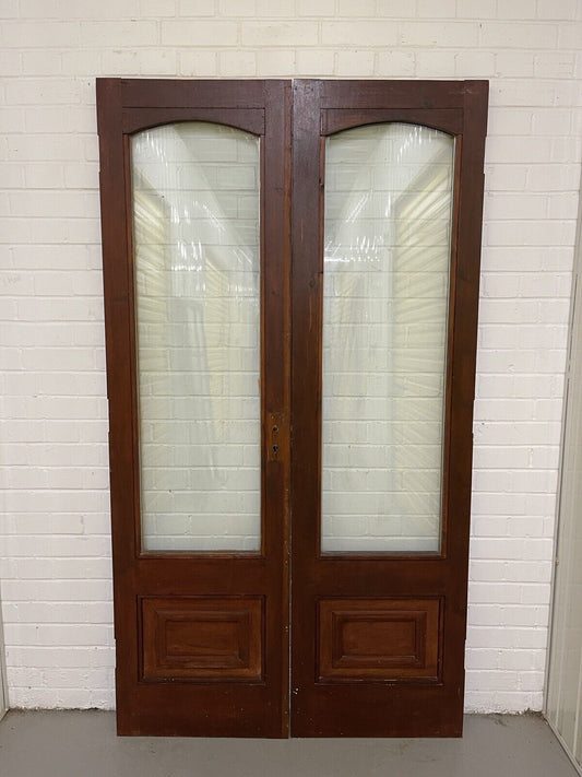 Reclaimed Old French Double Glazed Glass Wooden Double Doors 1980 x 1100mm