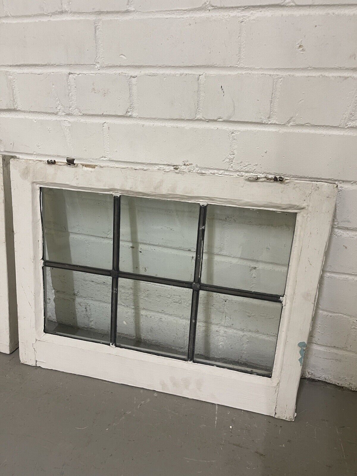 Pair Of Reclaimed Leaded Light Panel Wooden Windows 400 x 538mm 400 x 538mm