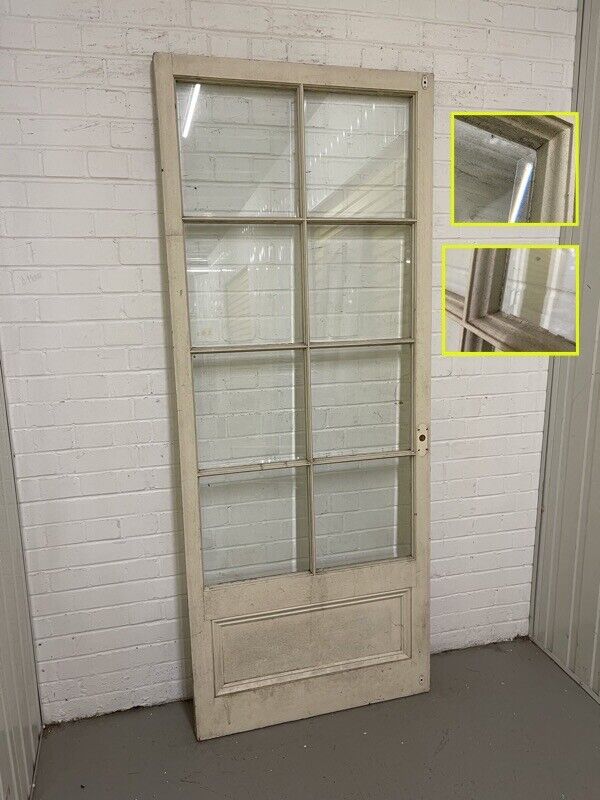 Reclaimed Georgian Wooden Panel Bevelled Glass Door 2006 x 810mm