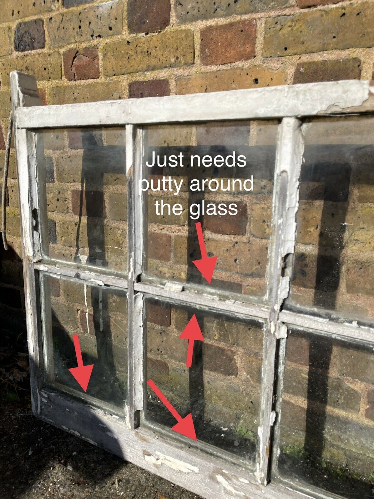 Large Reclaimed Old Georgian 10 Panel Wooden Sash Window