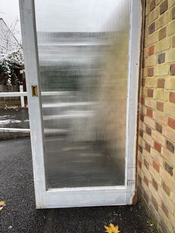 Reclaimed Large Reeded Glass Internal Or External Door 2110 x 960mm