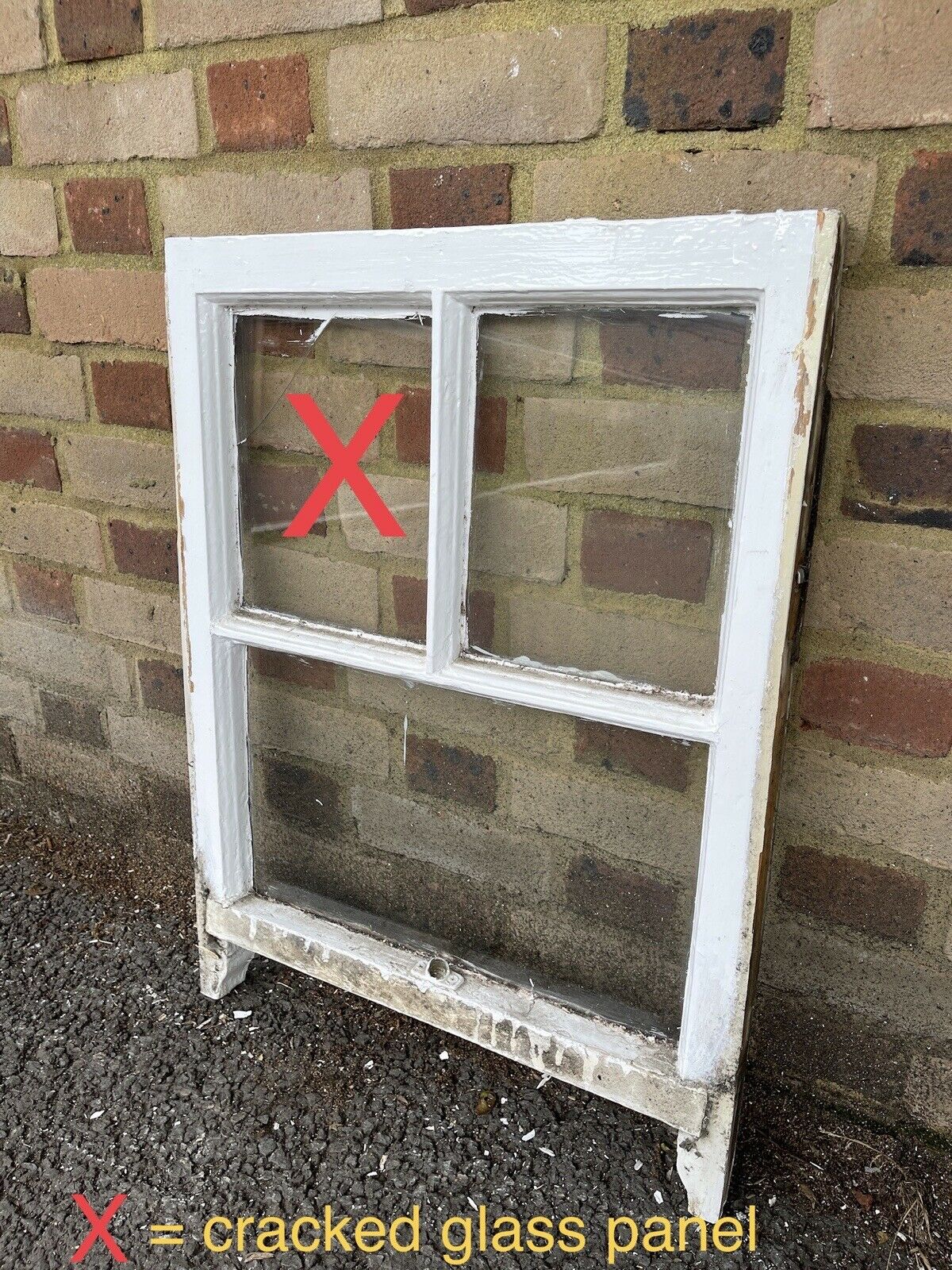 Reclaimed Old Georgian 3 Panel Wooden Sash Window 520 x 705mm