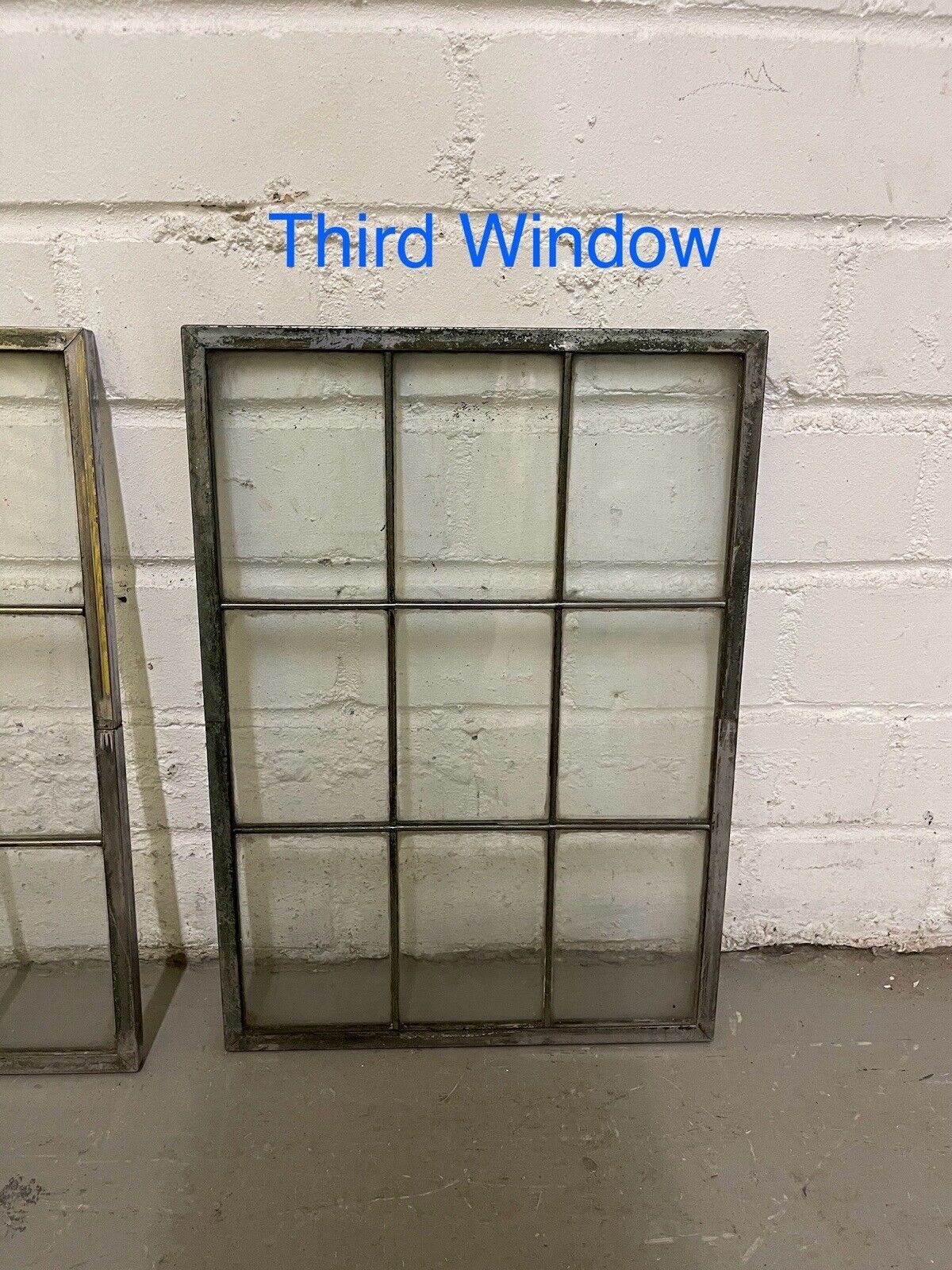 Lot Of Three Reclaimed Arts & Crafts Copper Window Glass Panels 360mm x 260mm