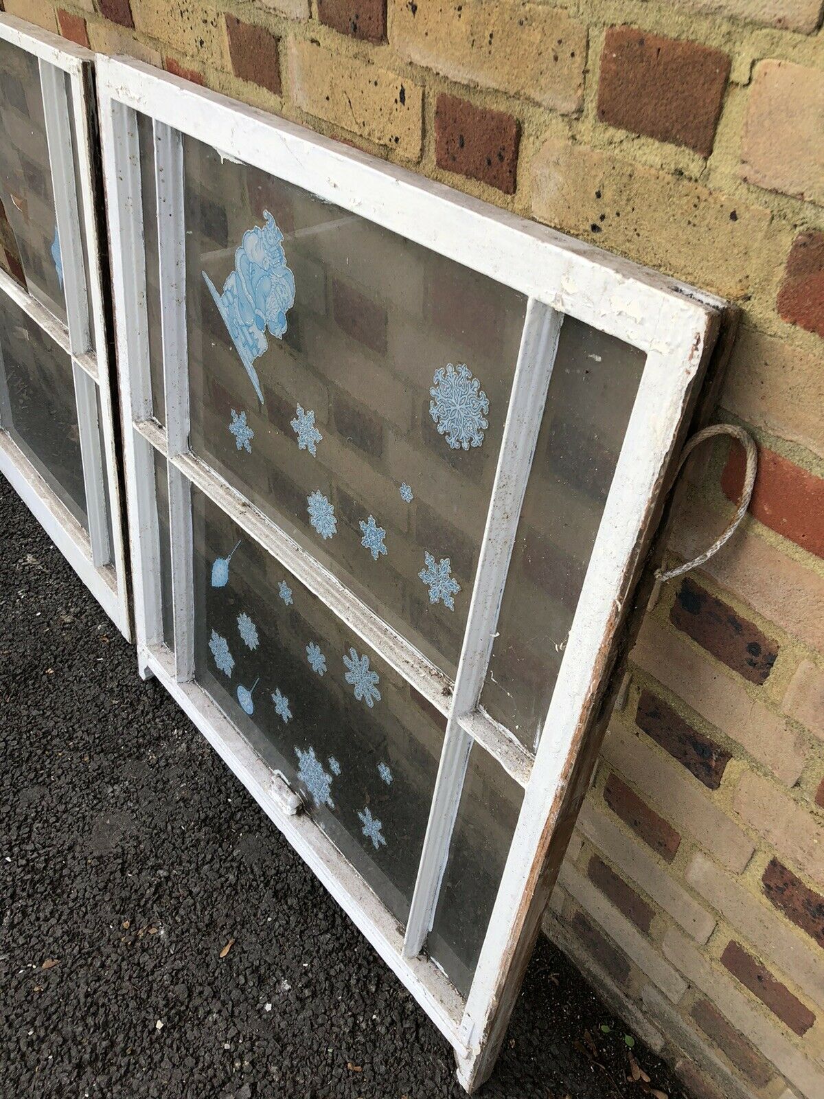 Pair Of Reclaimed Old Victorian Edwardian Wooden Panel Sash Window