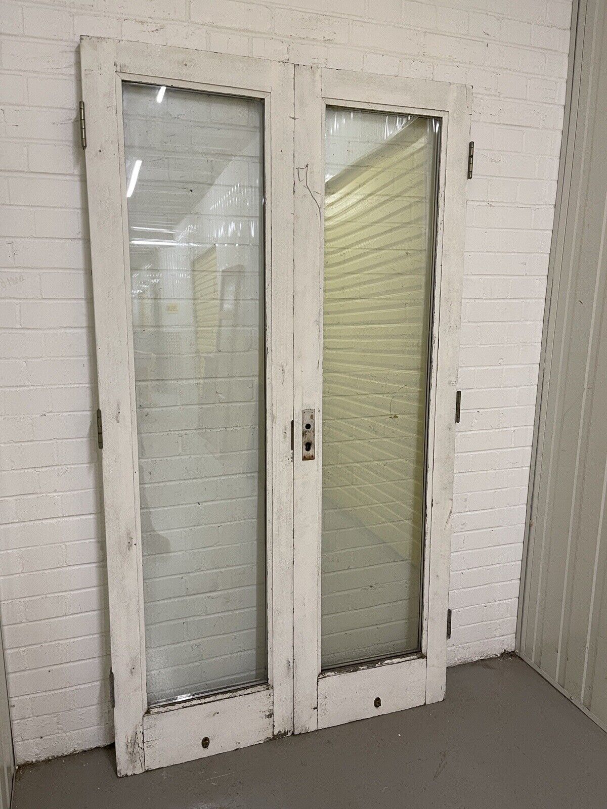 Reclaimed Old French Double Glazed Glass Wooden Double Doors 2005 x 1110mm
