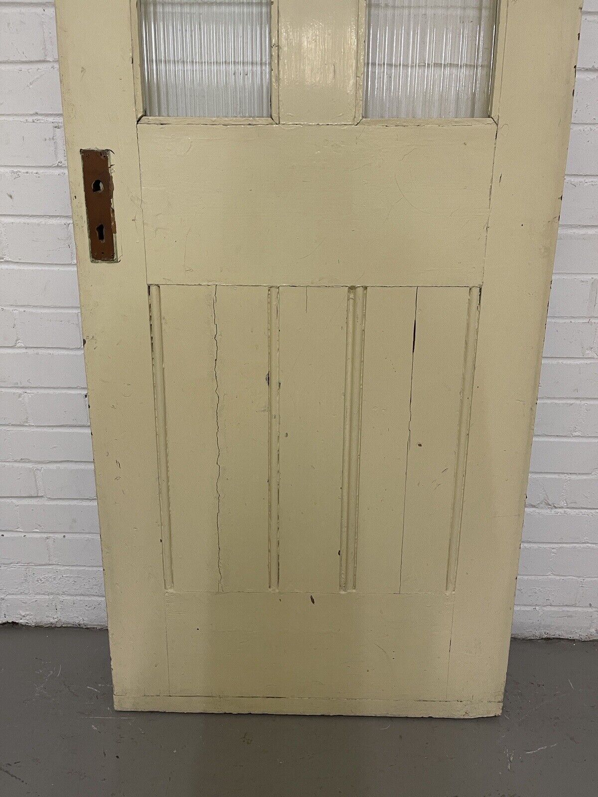 Reclaimed Reeded Glass Victorian Pine Internal 4 panel Door 1960 x 705mm