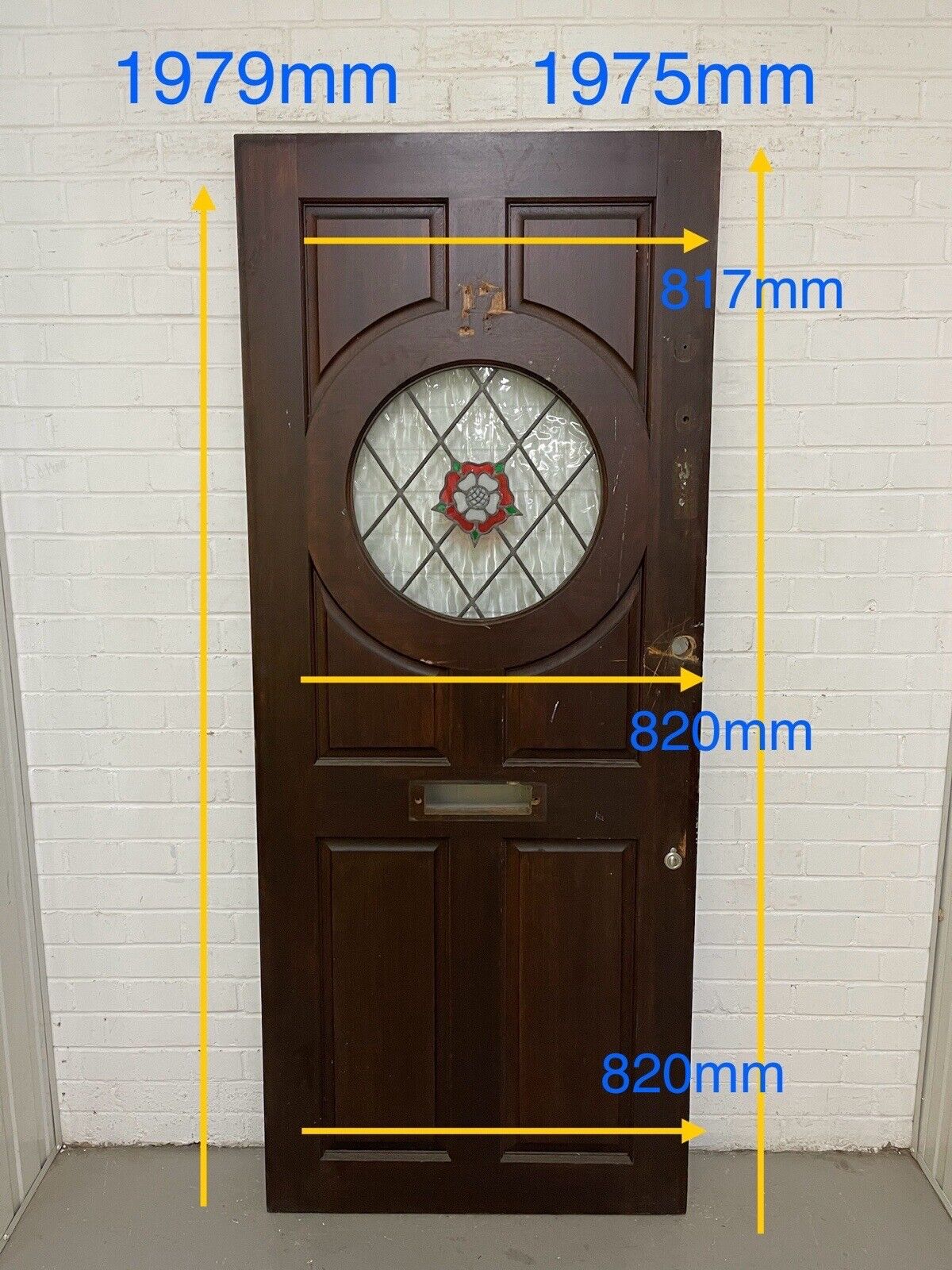 Reclaimed Victorian Stained Glass Wooden Front Door 1979 or 1975 x 817 Or 820mm