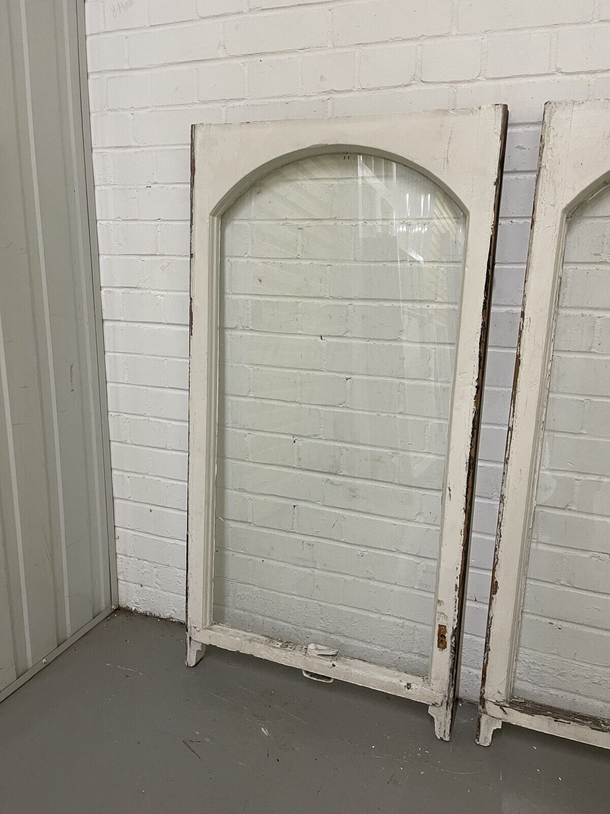 Pair Of Reclaimed Old Edwardian Arch Sash Wooden Window 1180 x 605mm