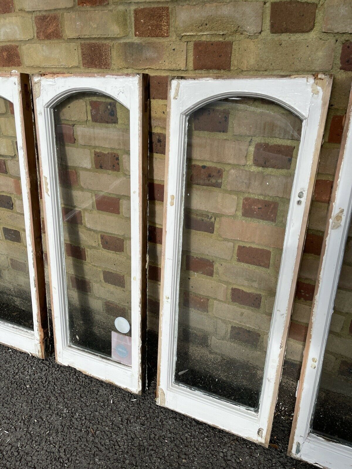 Job Lot Of Seven Reclaimed Old Edwardian Arch Wooden Sash Windows