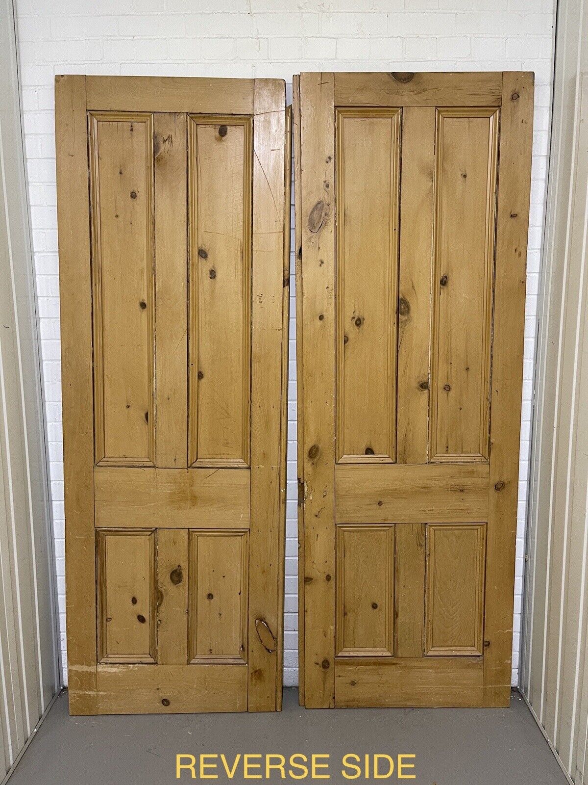 Reclaimed Victorian Pair French Pine Internal 4 panel Door 2250 or 2060 x 1567mm