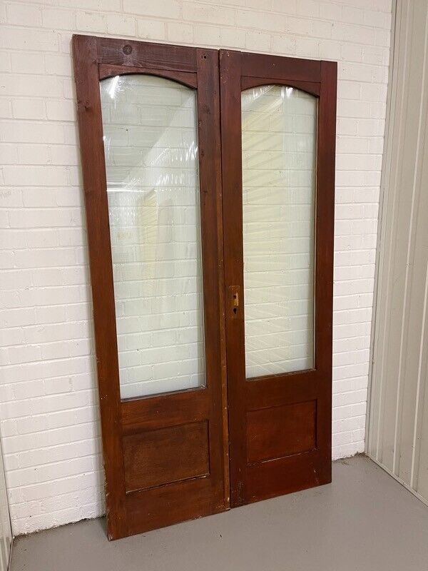 Reclaimed Old French Double Glazed Glass Wooden Double Doors 1980 x 1100mm