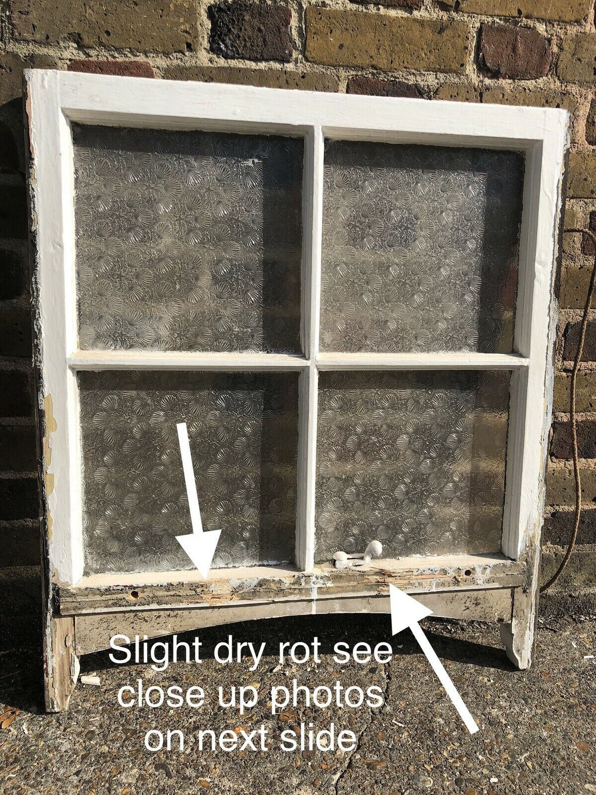 Reclaimed Old Georgian 4 Panel Wooden Sash Window WITH Beautiful Etched Glass