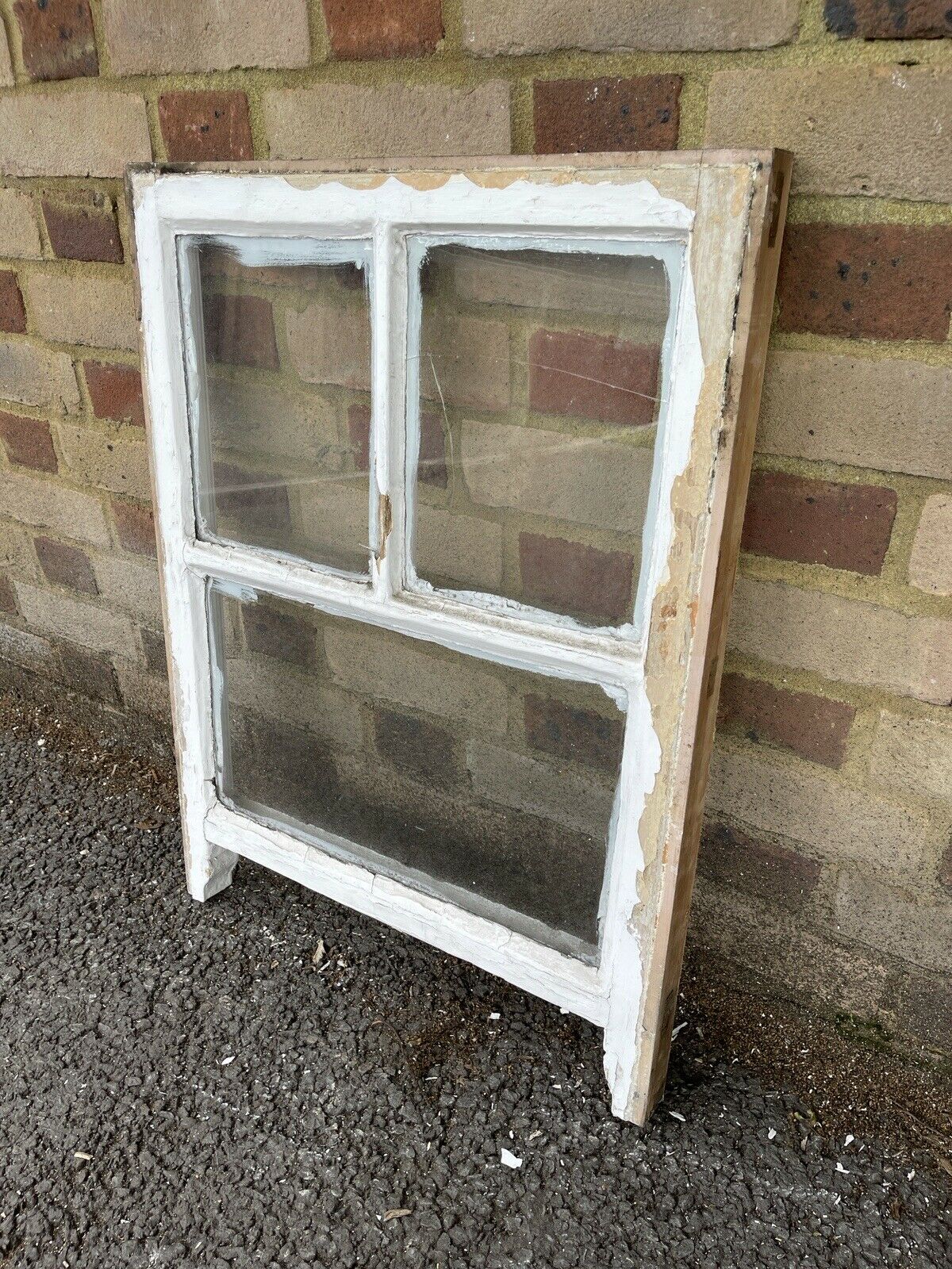 Reclaimed Old Georgian 3 Panel Wooden Sash Window 530 x 705mm