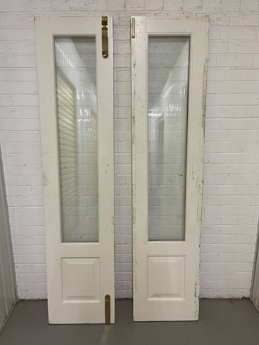 Large Pair Reclaimed Bespoke Wooden Side Light Windows  Or Doors 1967 x 455mm
