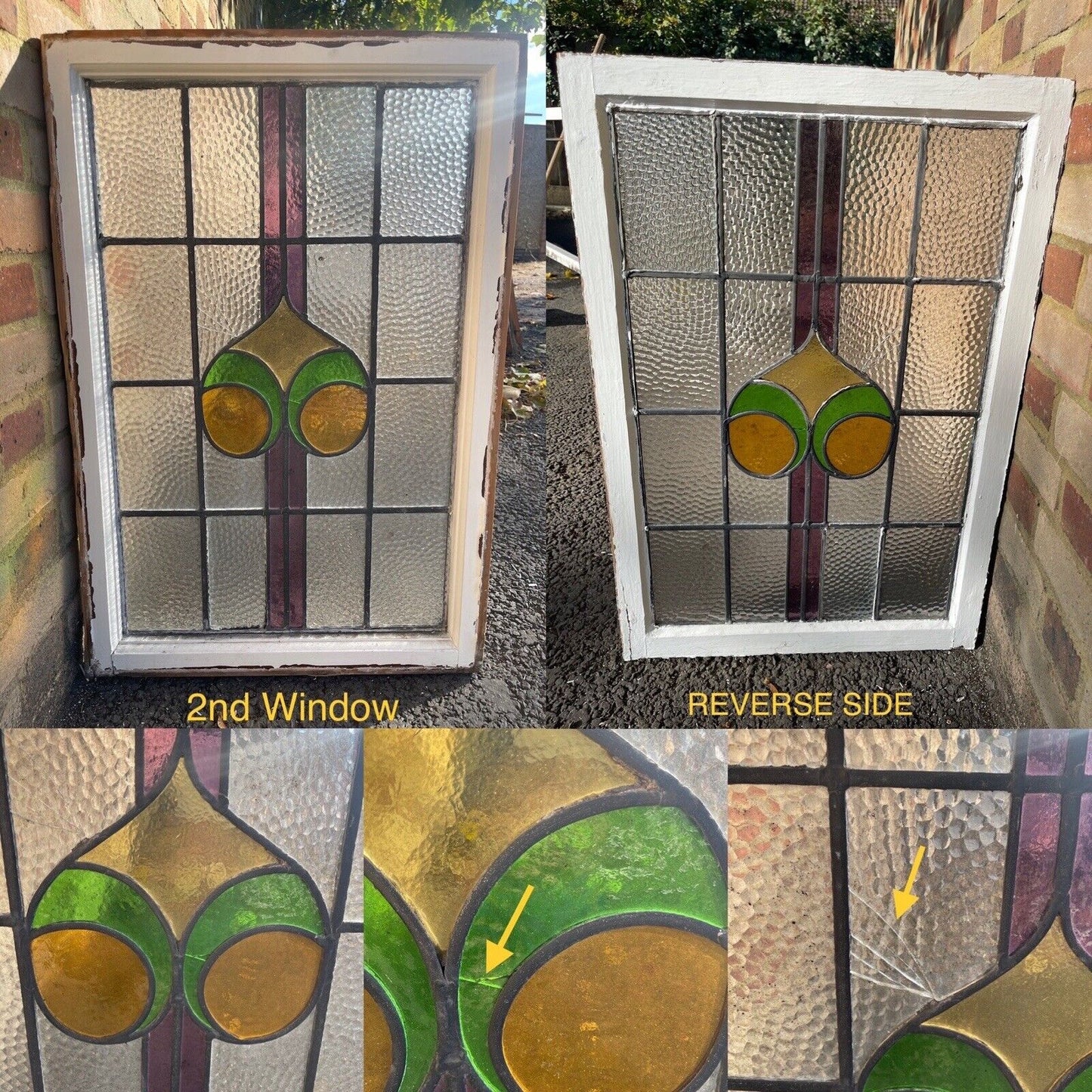 A Set Of Reclaimed Leaded Light Stained Glass Art Nouveau Window Panels