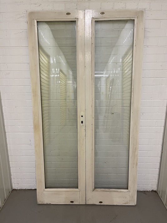 Reclaimed Old French Double Glazed Glass Wooden Double Doors 2005 x 1110mm