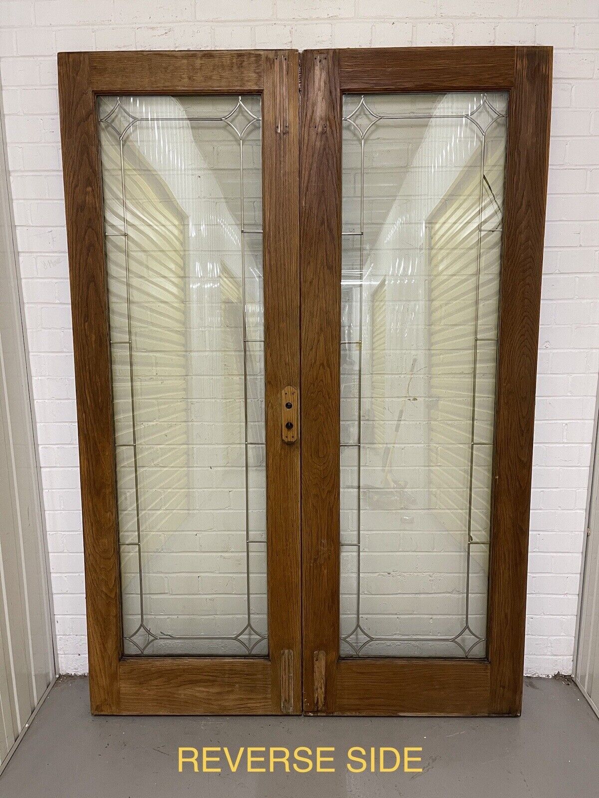 Reclaimed Old Oak French Double Glazed Glass Wooden Double Doors 1995 x 1375mm