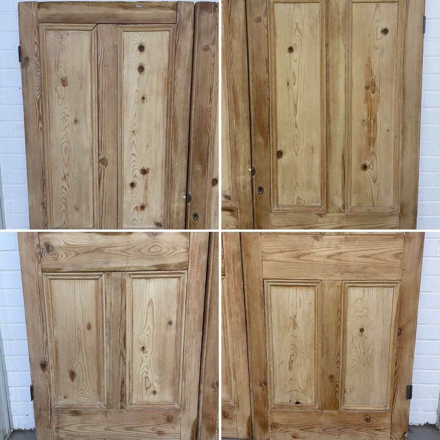 Original Vintage Reclaimed French Pine Internal 4 panel Double Doors 1952 x 1457