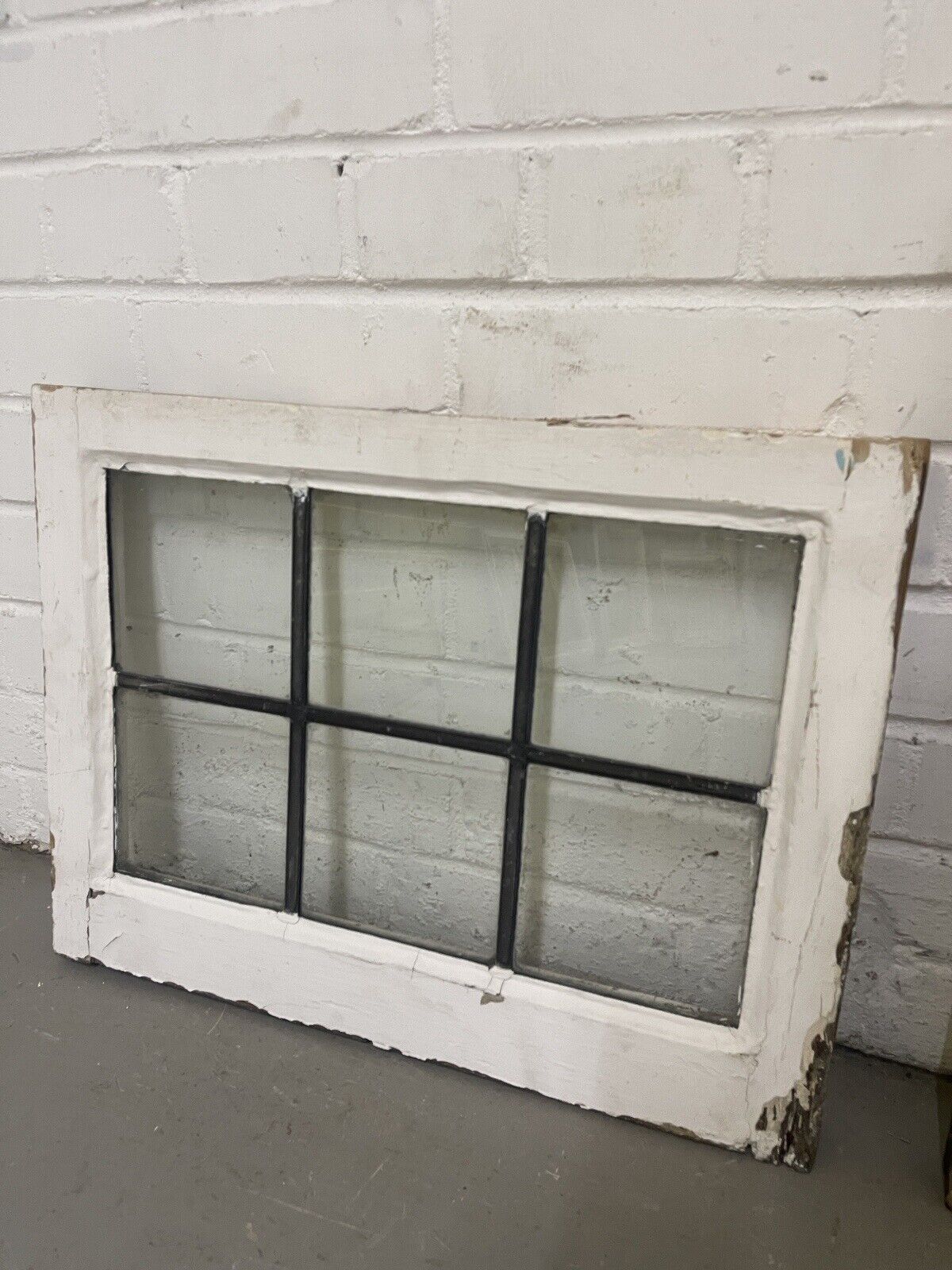 Pair Of Reclaimed Leaded Light Panel Wooden Windows 405 x 540mm 405 x 540mm