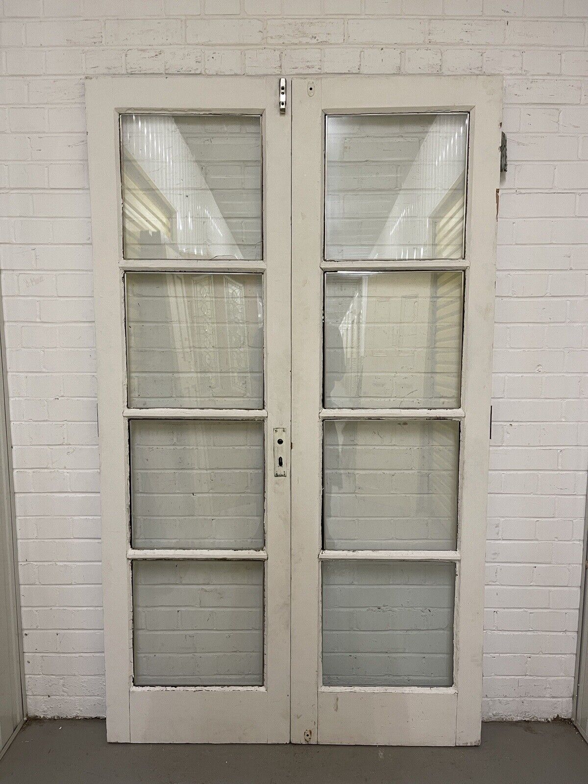 Reclaimed Old French Double Glazed Glass Wooden Double Doors 1980 x 1160mm