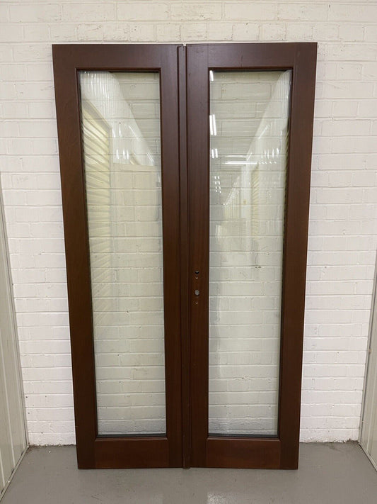 Reclaimed Old French Double Glazed Panel Wooden Double Doors 1975 x 1100mm