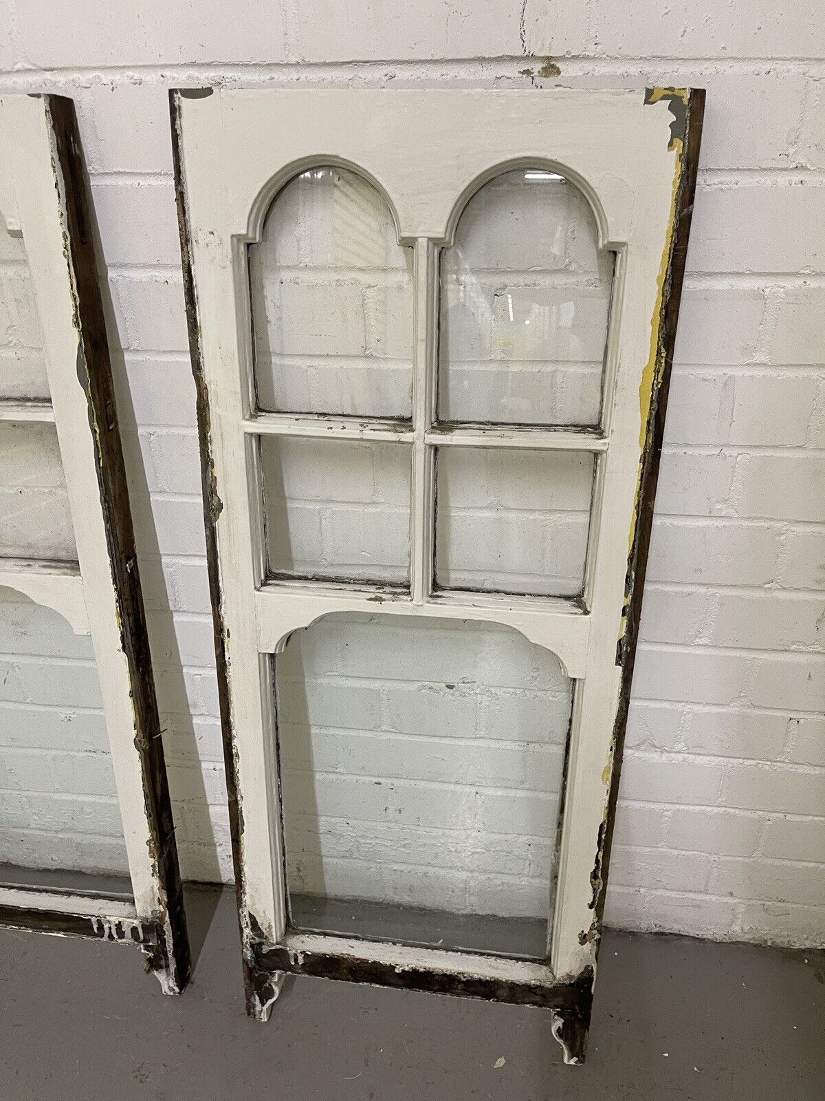 Reclaimed Old Edwardian Arch Sash Wooden Windows 1050 x 995mm and 995 x 405mm