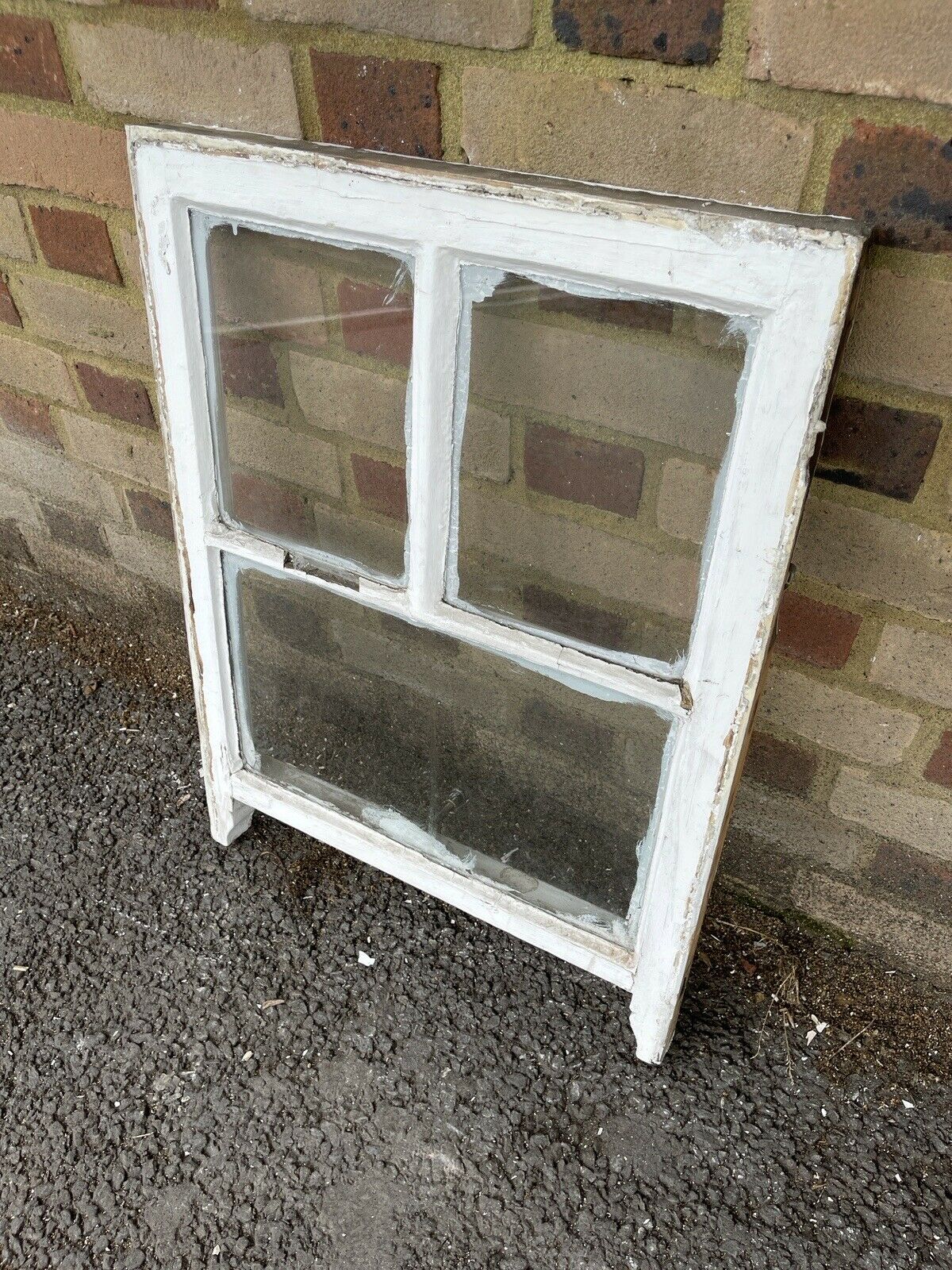 Reclaimed Old Georgian 3 Panel Wooden Sash Window 520 x 705mm