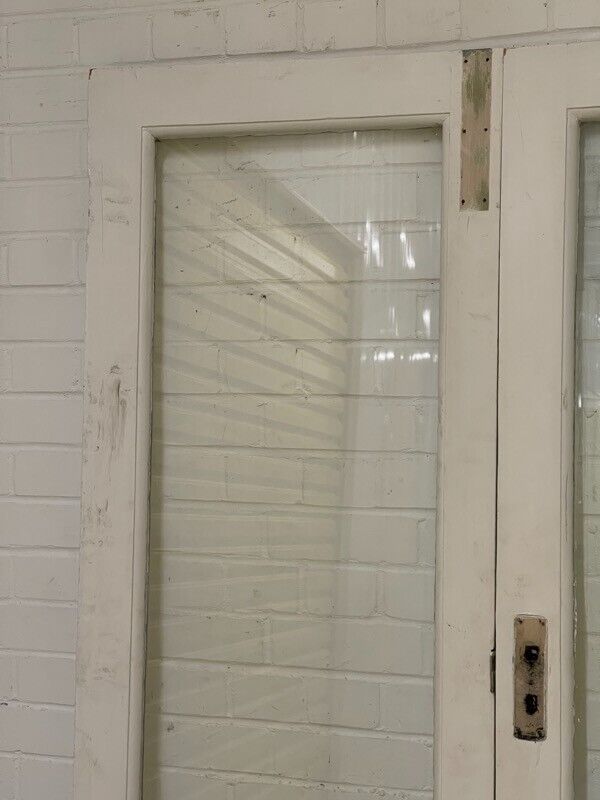 Reclaimed Old French Single Panel Glass Wooden Double Doors 1985 x 1173mm