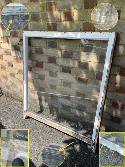 Reclaimed Old Cylinder Glass Wooden Sash Window Glass Size 810 x 845mm