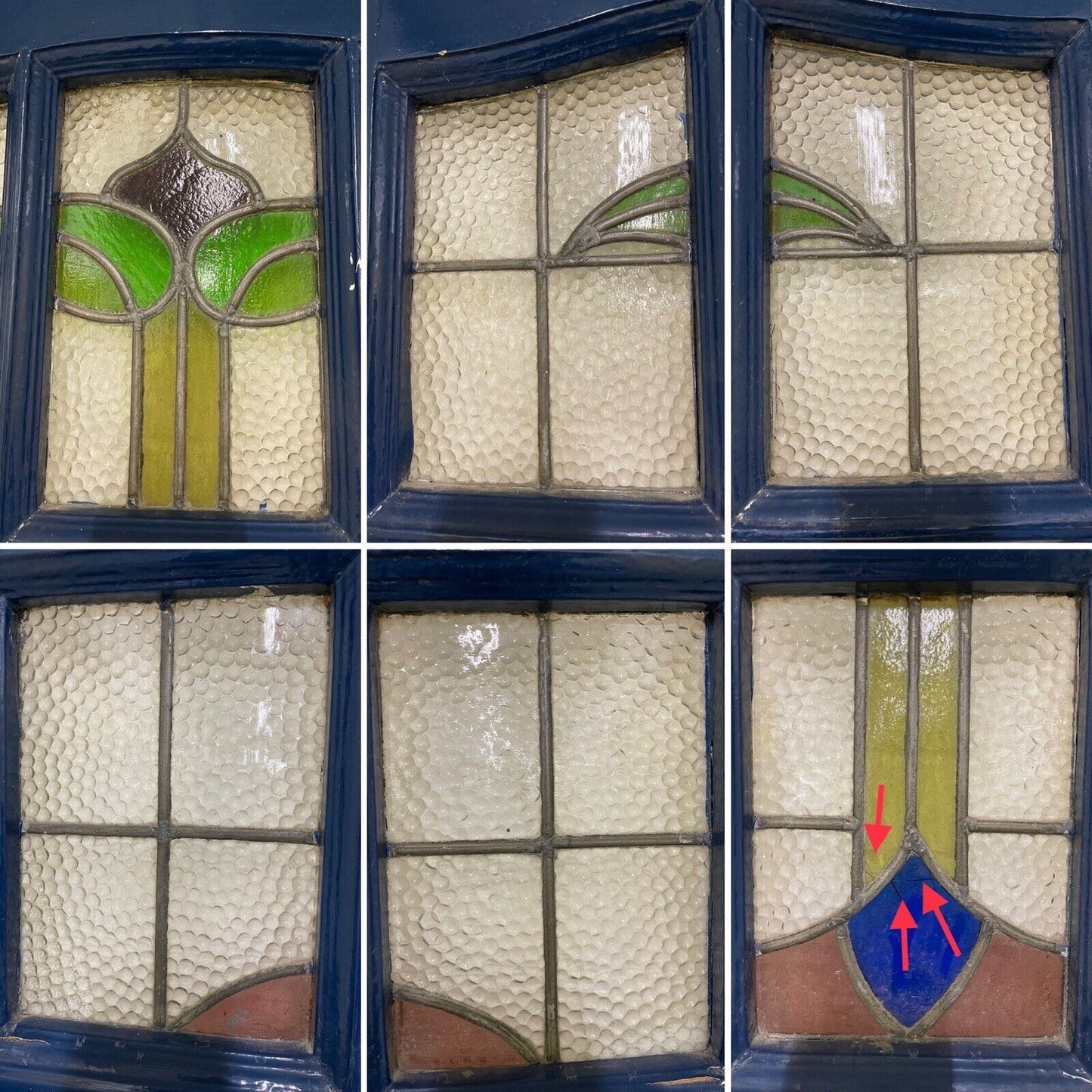 Reclaimed Edwardian Wooden Panel Front Door Stained Glass 2060 or 2070 x 858mm