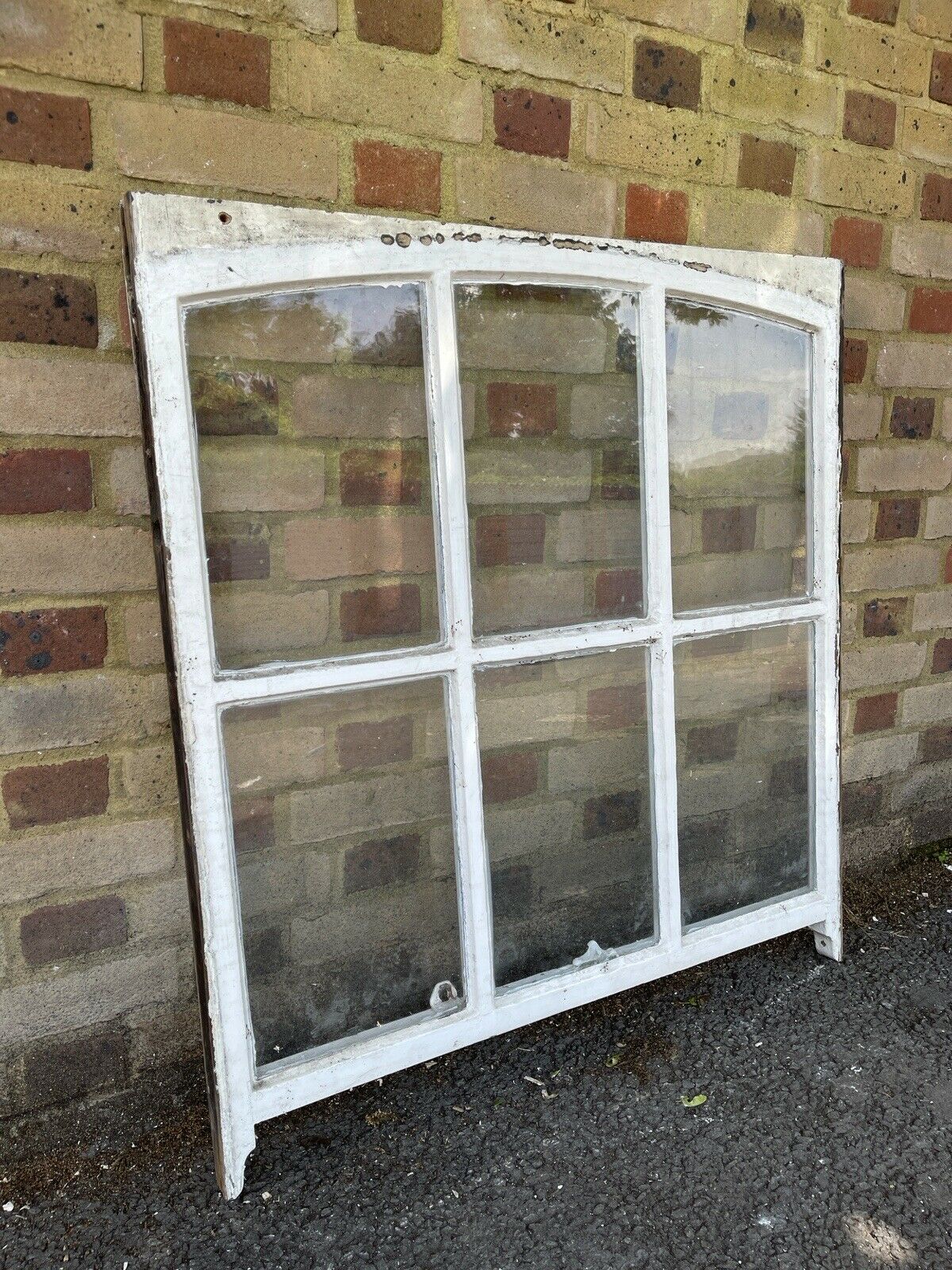 Reclaimed Old Arch Georgian 6 Panel Wooden Window 985 x 915mm