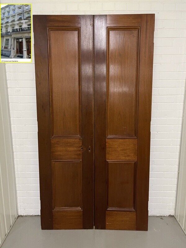 Reclaimed Large French Mahogany  Wooden Double Doors Provenance Knightsbridge