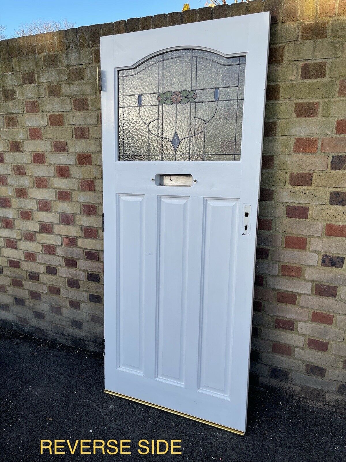 Wooden Panel External Front door With Stained Glass Panel 1963mm x 838mm