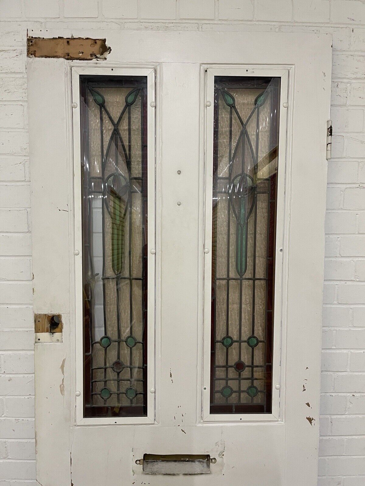 Reclaimed Victorian Stained Glass Wooden Front Door 2110 x 860mm