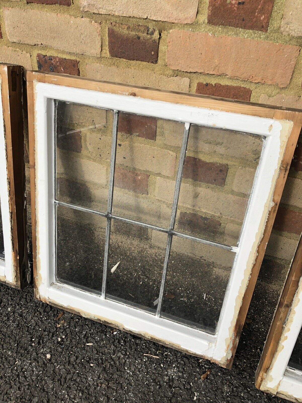 Job Lot Of 5 Reclaimed Leaded Light Panel Wooden Windows