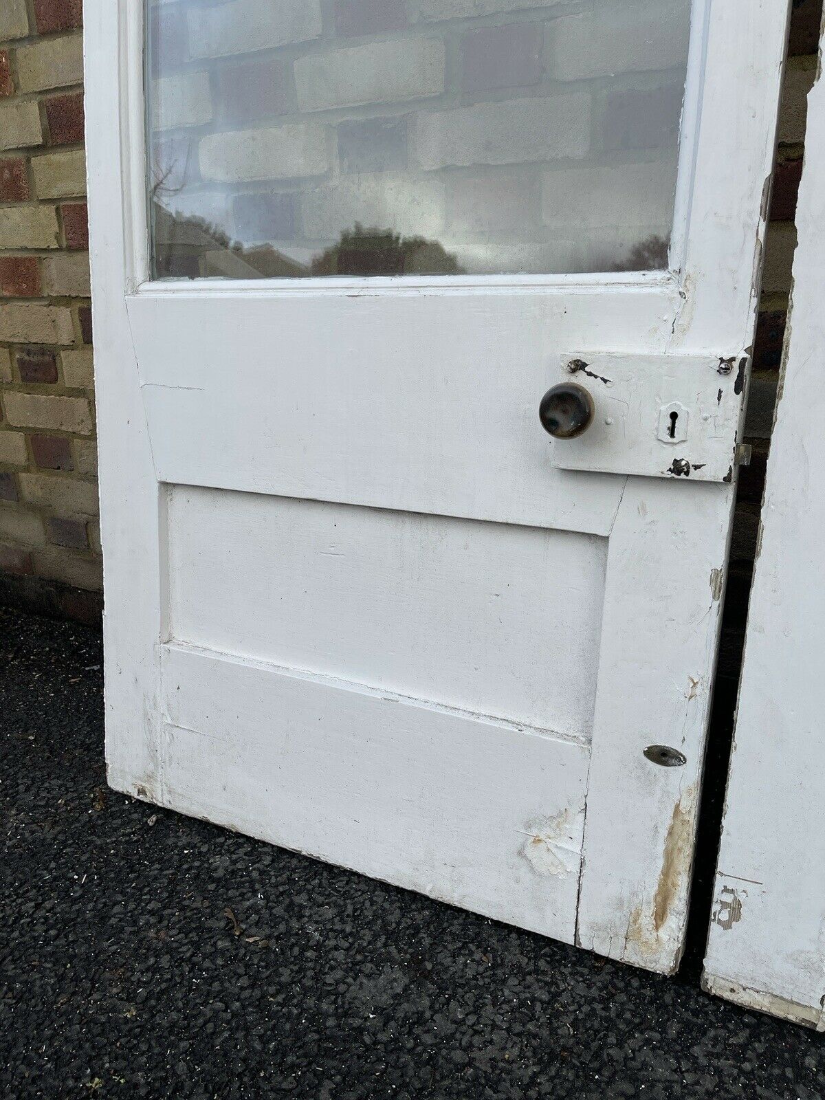 Reclaimed Old French Single Panel Glass Wooden Double Doors 1980 x 1525mm