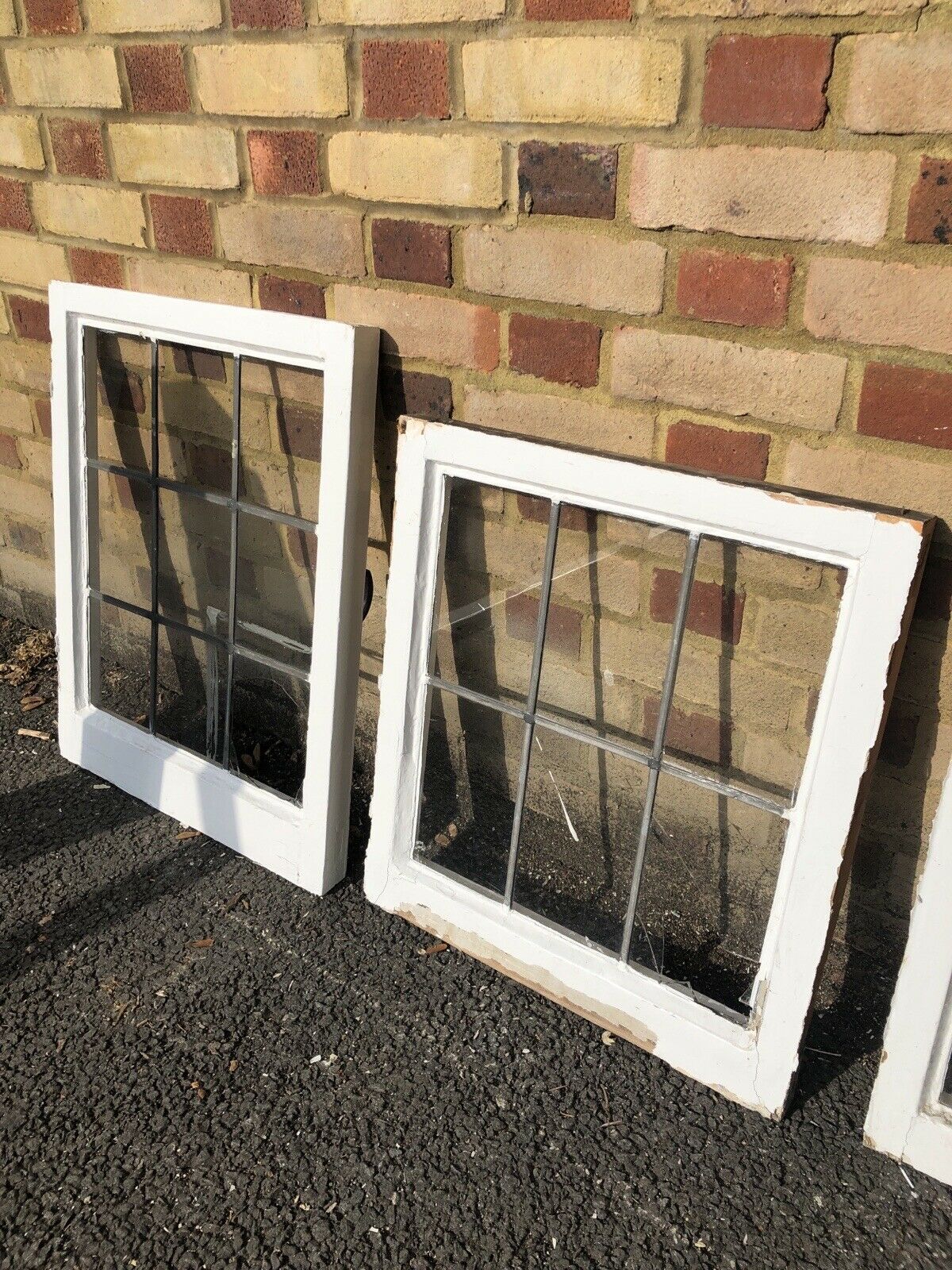 Job Lot Of 5 Reclaimed Leaded Light Panel Wooden Windows