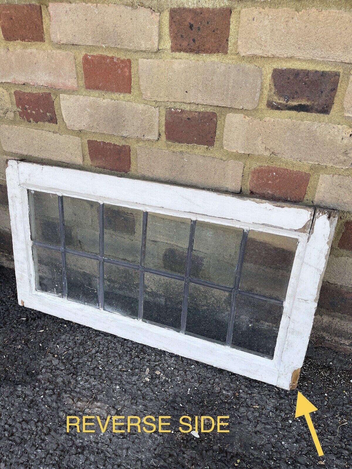 Pair Of Reclaimed Leaded Light Panel Wooden Windows