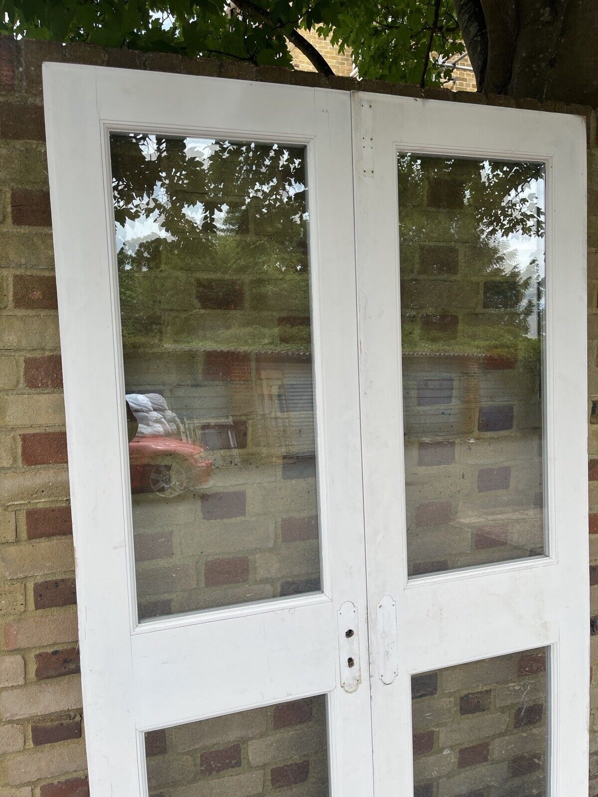 Reclaimed Old French Double Glazed Glass Wooden Double Doors 1970mm x 1190mm